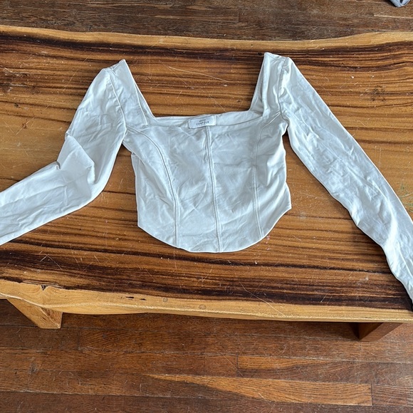 Babaton Tops - BABATON CONTOUR square neck crop top light blue/ silver